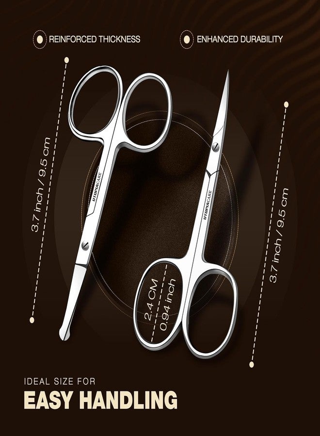 NAZANO Care Professional Stainless Steel Eyebrow Scissors, Small Grooming Shears for Mustache, Beard, Eyelashes, Nose and Ear Hair Trimming, Silver - Image 2
