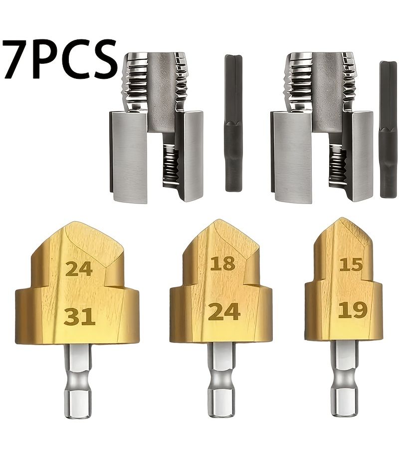 7pcs Heavy Duty Internal External Pipe Threading Set 1/2 3/4 Inch Die Tools - Image 1