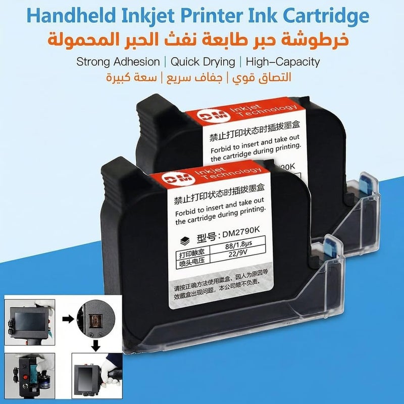 NEELABIL Ink Cartridge Replacement Quick-Drying 45ml for MX3 Handheld Inkjet Printer(Black) - Image 2