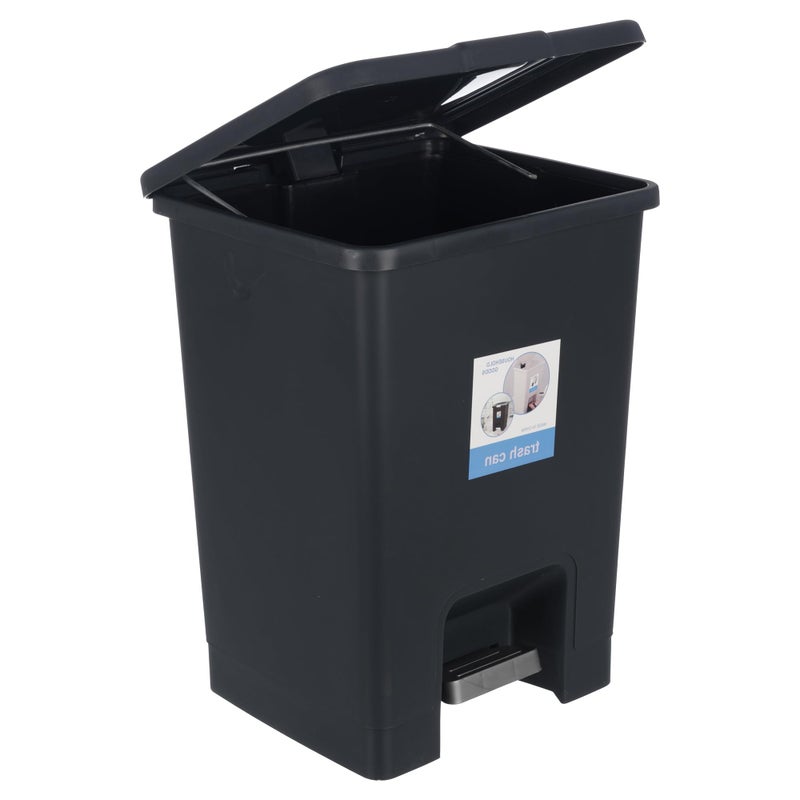 Trash Bin with Pedal, 40Litre, Modern Square design, Plastic -black - Image 2