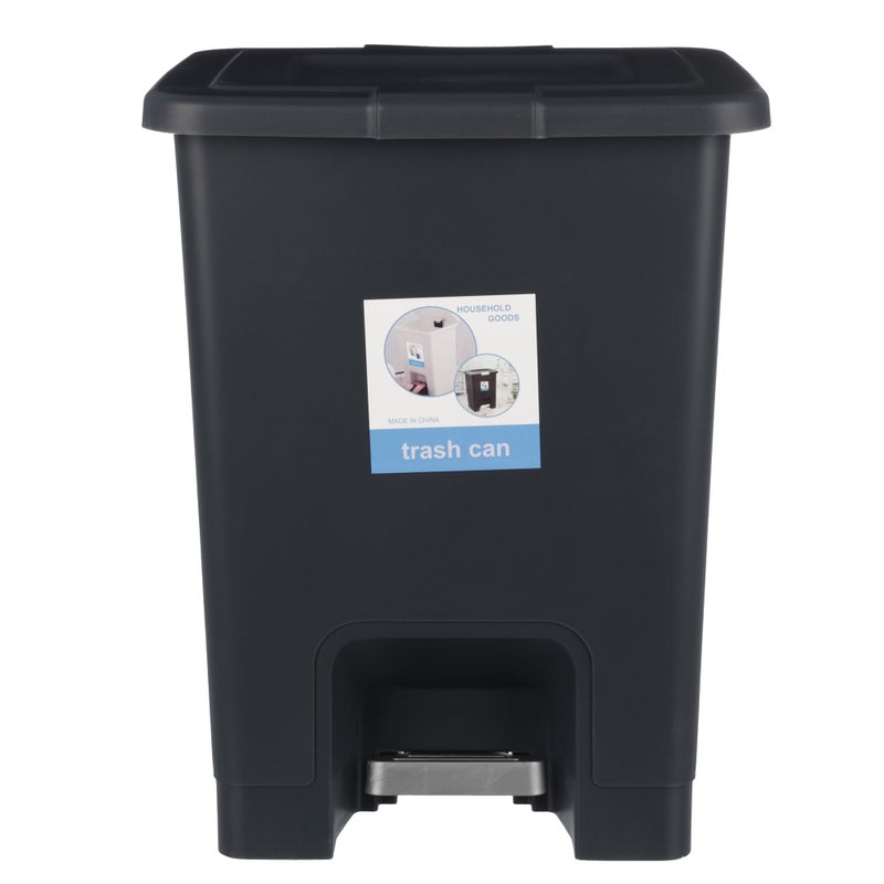 Trash Bin with Pedal, 40Litre, Modern Square design, Plastic -black - Image 1