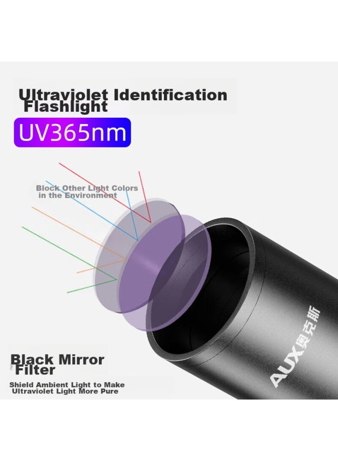 Oaks Aux Uv Light Inspection Specialized Ultraviolet Flashlight 365nm For Jade, ette Detection, Anti-counterfeiting, Currency Verification, Vegetable Fluorescence Detection - Image 4