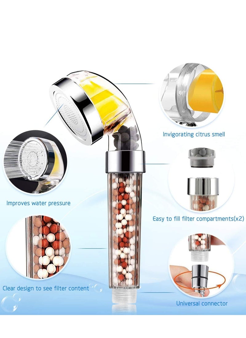 Generic Vitamin C Filter Shower Head with 3 Replacement Balms - Handheld High Pressure Shower Head Remove Chlorine for Hard Water Softener with Citrus Smell for Dry Skin and Hair Loss  - Image 2