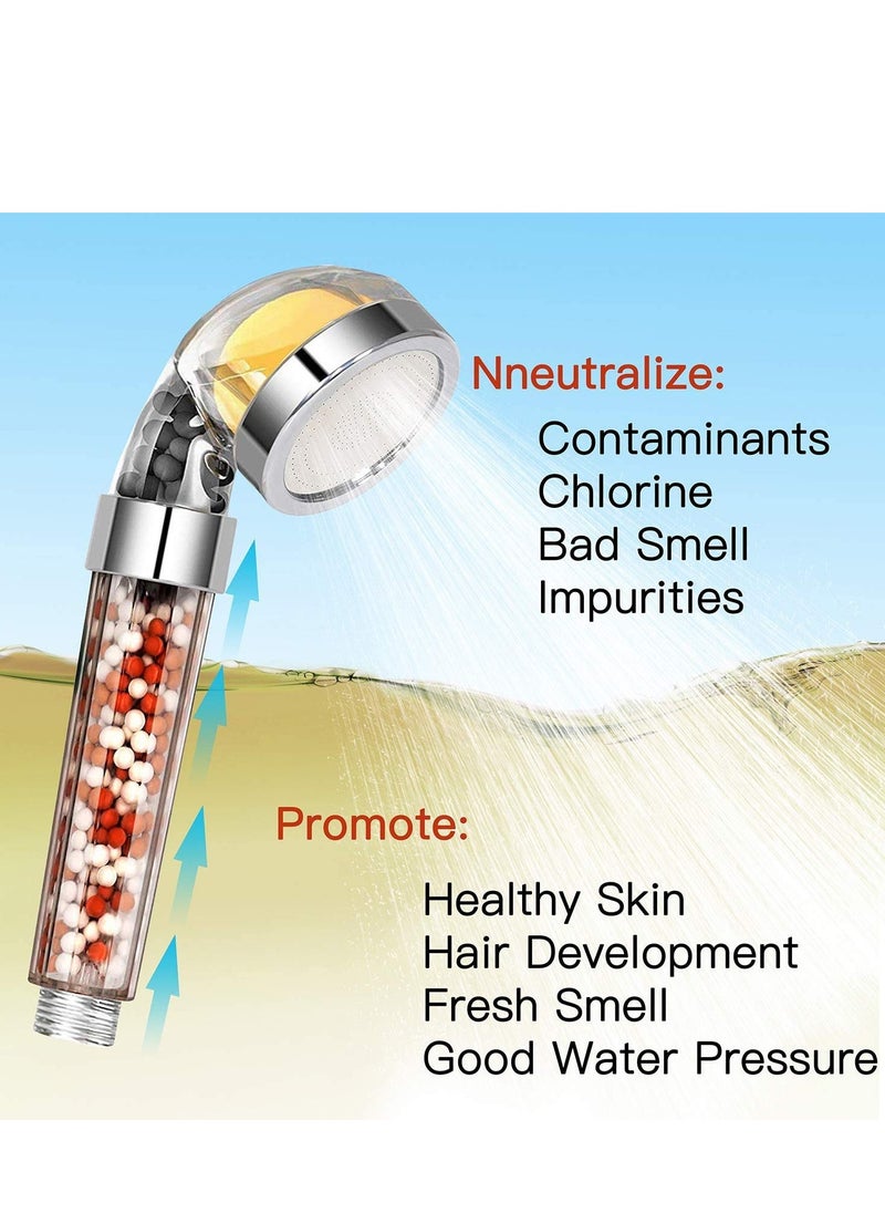 Generic Vitamin C Filter Shower Head with 3 Replacement Balms - Handheld High Pressure Shower Head Remove Chlorine for Hard Water Softener with Citrus Smell for Dry Skin and Hair Loss  - Image 3