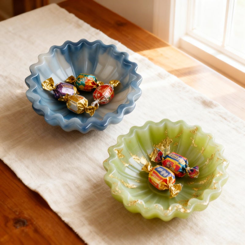 F FYJS ï»¿2 Pcs Flower Bowl Resin Mold, Flower Tray Silicone Molds for Resin, Candle Vessel Silicone Mold, Epoxy Molds for DIY Jewelry Trinket Container Candle Holder Home Decoration - Image 4