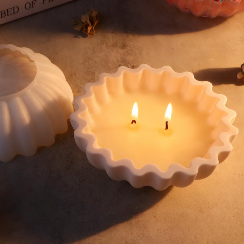 F FYJS ï»¿2 Pcs Flower Bowl Resin Mold, Flower Tray Silicone Molds for Resin, Candle Vessel Silicone Mold, Epoxy Molds for DIY Jewelry Trinket Container Candle Holder Home Decoration - Image 3