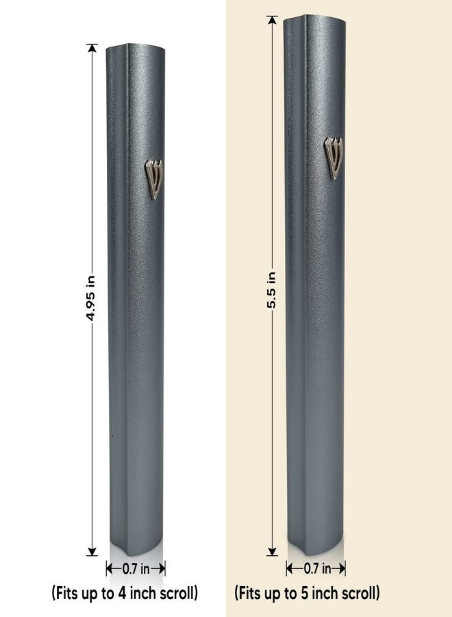 TALISMAN4U Gray Aluminum Mezuzah with Scroll 3D Metal Shin Classic Mezuzah Case for Door Israel Judaica Gift (12 cm / 5 inch) - Image 2