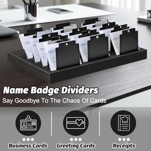 SKLENICE 30 Pcs Black Name Badge Dividers 3" x 4"Trading Card Dividers Plastic with A-Z tab Alphabet Stickers Blank DIY Stickers Recipe Index Cards Tray Index Cards Organizer for Note ID Not Included The Tray - Image 4