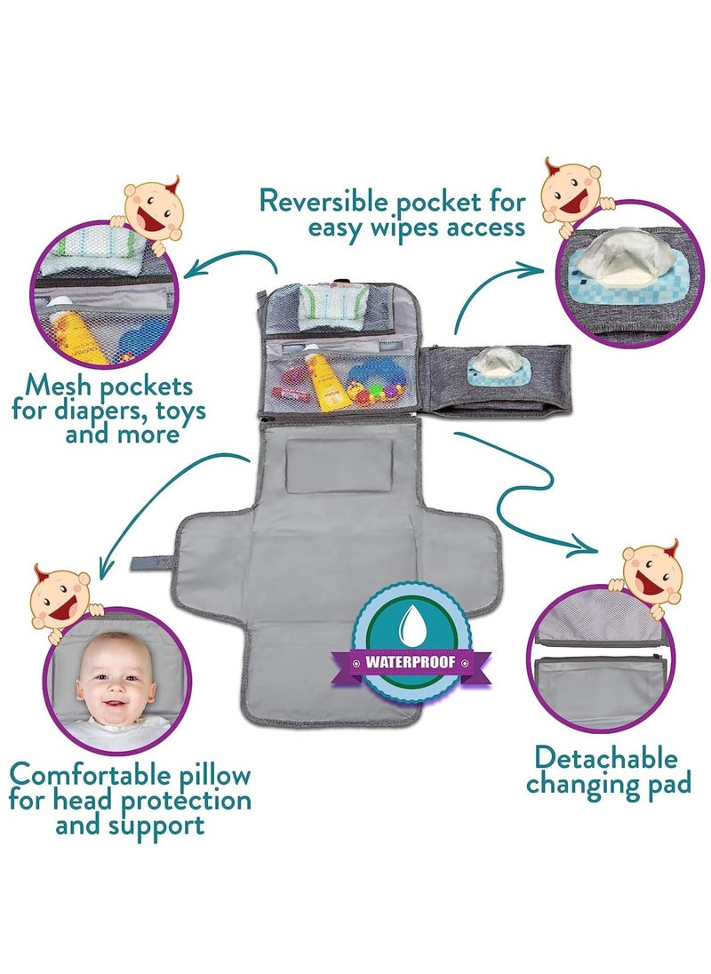 Generic Portable Diaper Changing Pad, Baby Changing pad for Newborn Girl and Boy Smart Wipes Pocket, Waterproof Travel Changing Kit  - Image 2