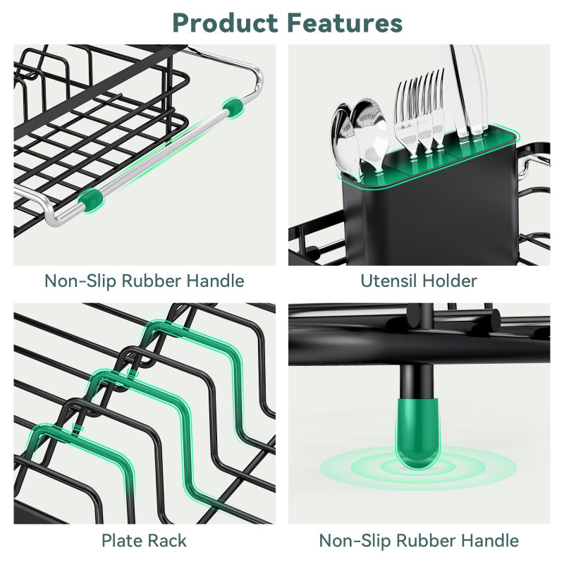 TOOLF Over the Sink Dish Drying Rack,In Sink Dish Drying Racks,Expandable Dish Rack Over Sink Counter,Adjustable Dish Drainer for Inside Sink with Utensil Holder, Stainless Steel Dish Strainer Large Size - Image 5