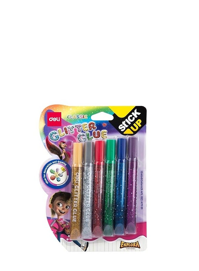 ديلي 6 قطع من صمغ ستيك أب الكلاسيكي اللامع متعدد الألوان - Image 1