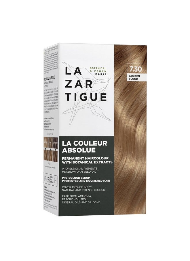 Lazartigue Lazartigue La Couleur Absolue 7.30 Golden Blond - Permanent Haircolour with Botanical Extracts - Nourishing Color and Shine - Free From Ammonia, PPD, Resorcinol, Mineral Oils and Silicone - Vegan  - Image 1