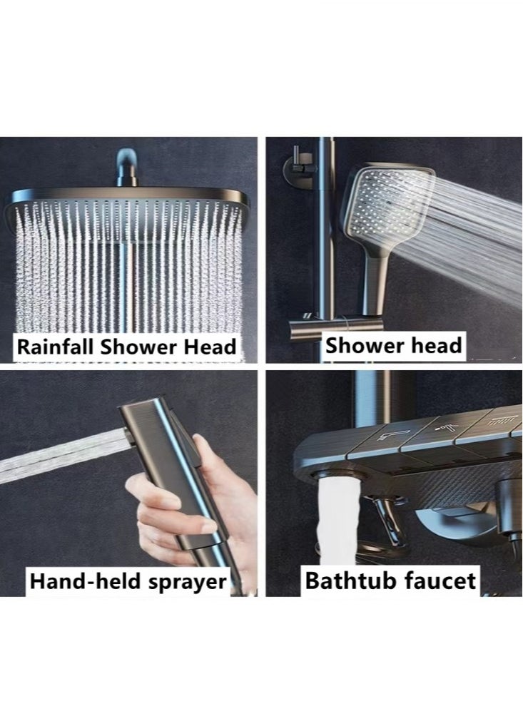 Kutis 1-Set Digital Display Shower System Bathroom Shower Faucet Rainfall Shower Head with Handheld Adjustable Complete Set Tub Spout Wall Mount Tap Set  - Image 2