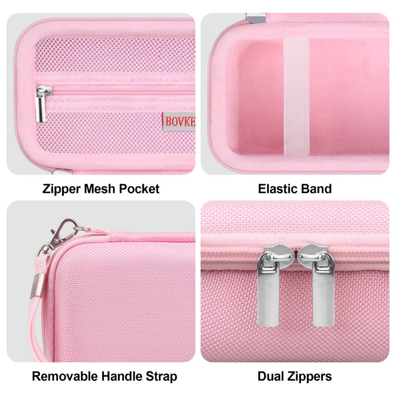 BOVKE Hard Case + Silicone Cover for Canon Powershot G7 X Mark III Digital Camera, Shockproof EVA Storage Bag with Soft Silicone Protective Case, Removable Lens Cover, Wrist Strap, Pink - Image 5