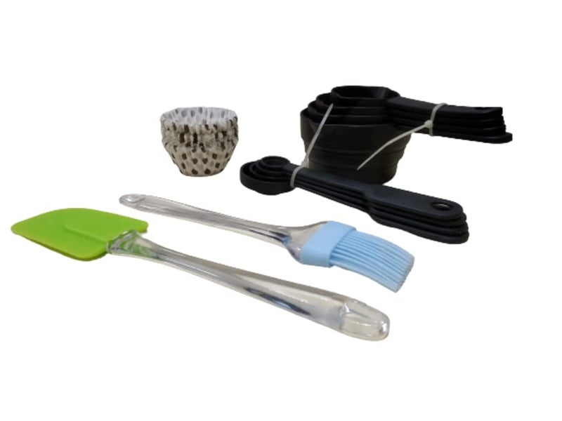 Bakers Pradise Bakers Pradise ALHUTAIB Combo Set of Silicone Spatula Acrylic Handle Pastry Brush with Measuring Cup Spoon and Mini Muffin Paper Cup Cake 100 Pcs  - Image 2