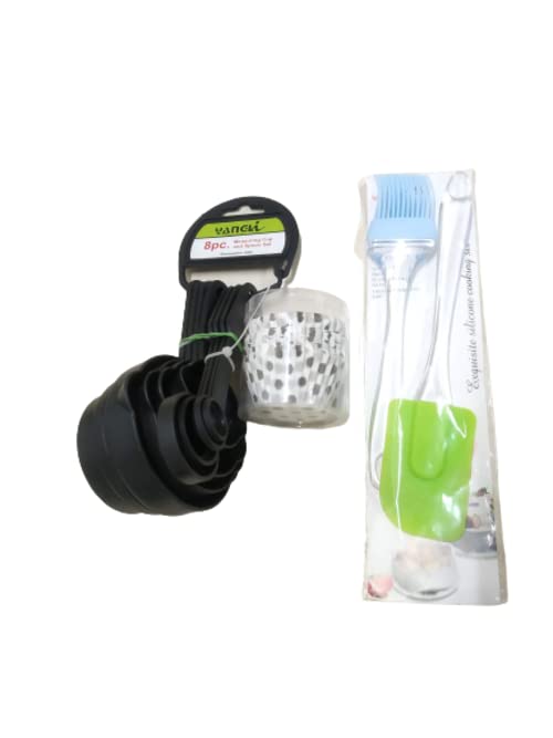 Bakers Pradise Bakers Pradise ALHUTAIB Combo Set of Silicone Spatula Acrylic Handle Pastry Brush with Measuring Cup Spoon and Mini Muffin Paper Cup Cake 100 Pcs  - Image 5