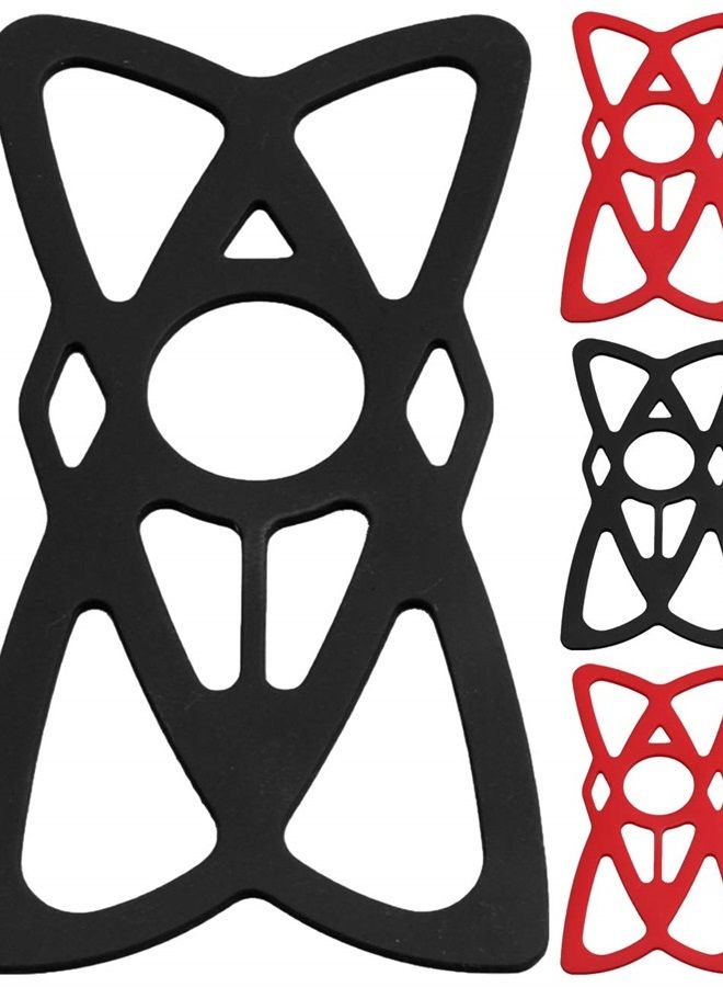 NALAKUVARA Phone Mount X Holder Grip Tether Rubber Strap Silicone Security Bands - Universal Motorcycle Bike Phone Mount Accessories Replacement Parts - Elastic X Web Grip (2 Black & 2 Red) 4 Pack - Image 1