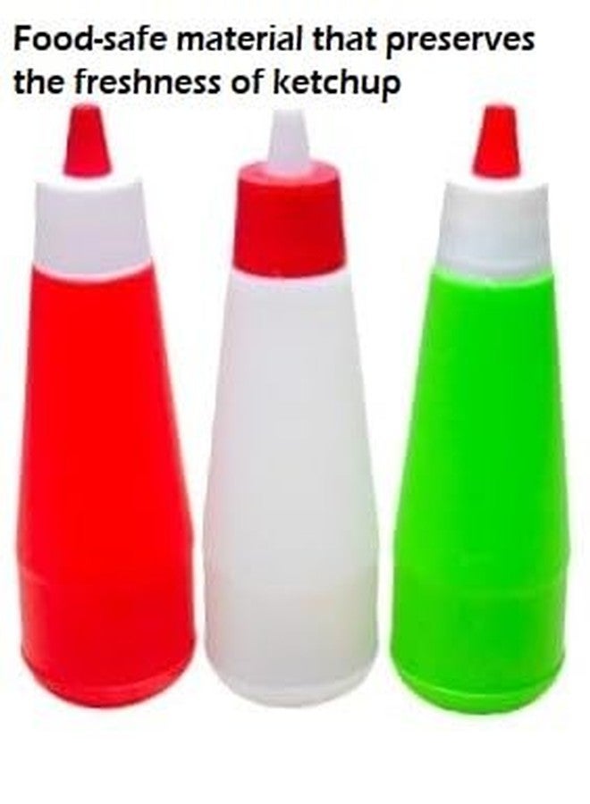 ImegaZ Plastic Food Grade Sauce Bottle Vinegar Oil Ketchup Cruet Bottles (Pack of 3) Mixcolor - Image 2