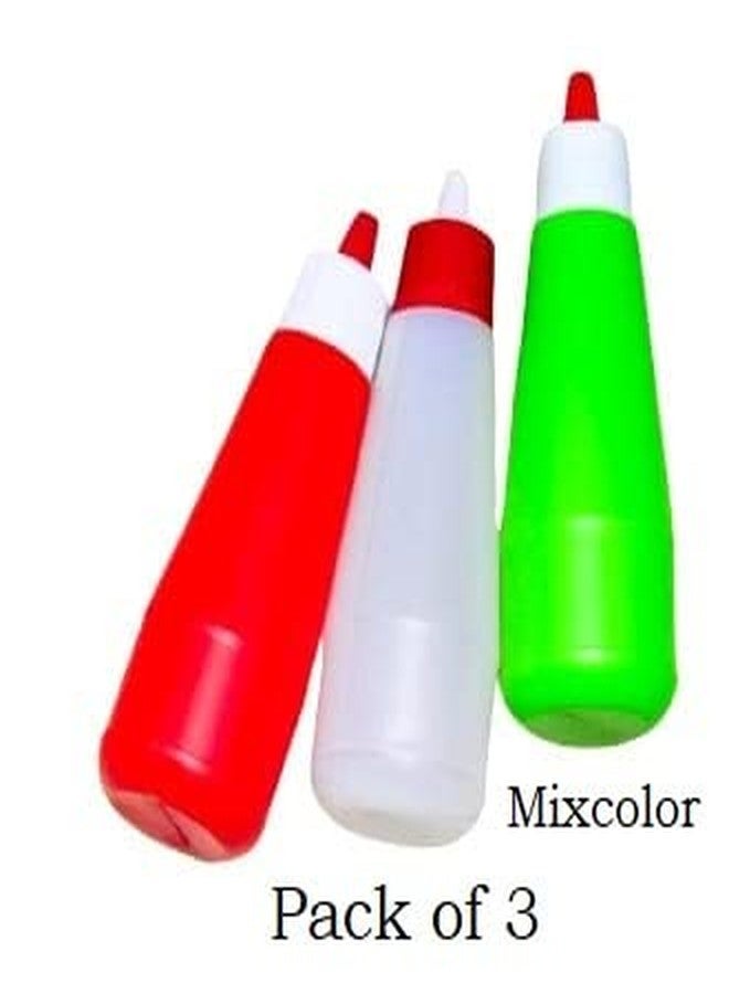 ImegaZ Plastic Food Grade Sauce Bottle Vinegar Oil Ketchup Cruet Bottles (Pack of 3) Mixcolor - Image 4