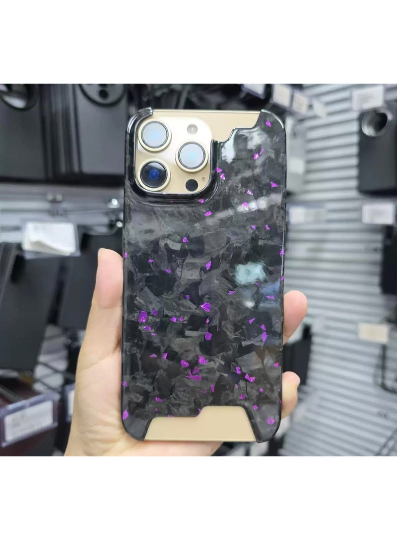 2025 Magnetic 100% Real Carbon Fiber Slim Dry Hard Pc Phone Cover Carbon Fiber Phone Case iphone 15 pro max ( Purple ) - Image 4