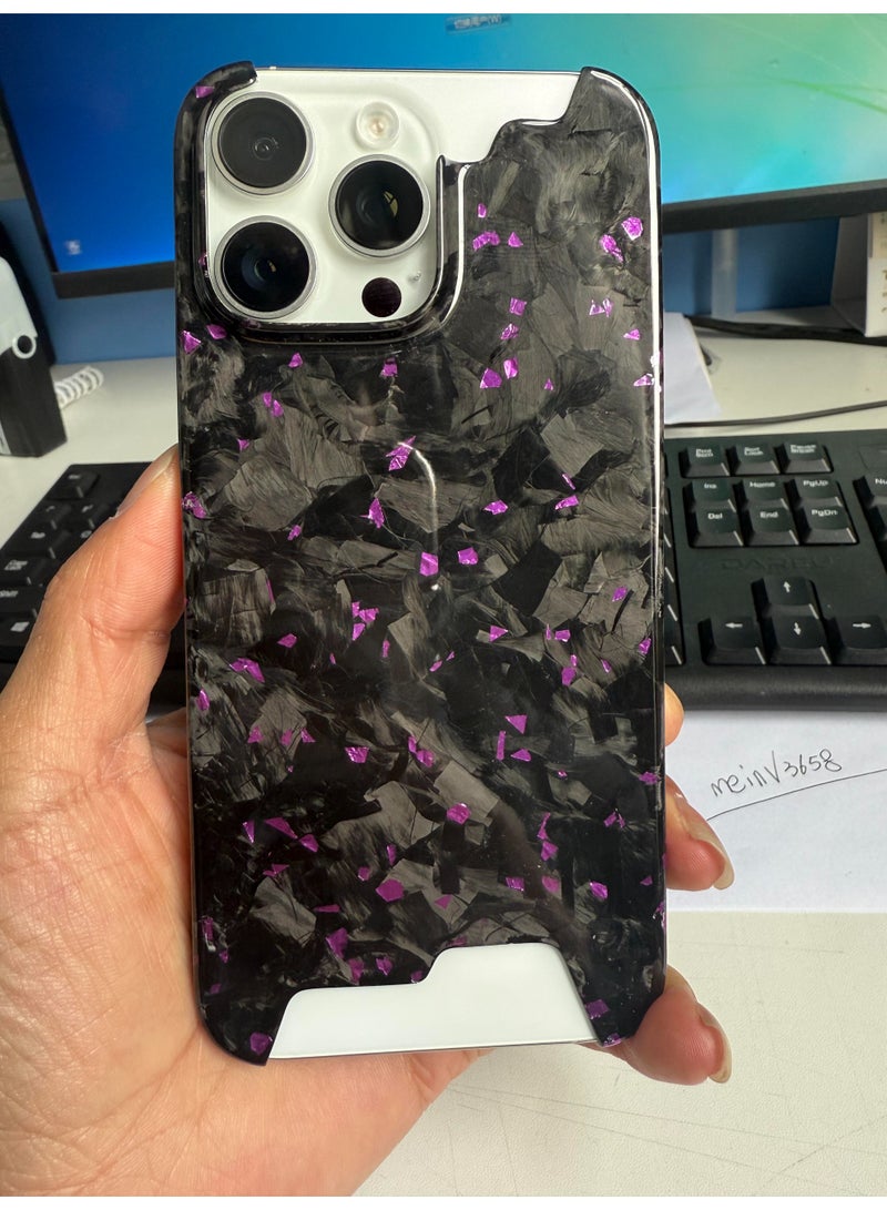 2025 Magnetic 100% Real Carbon Fiber Slim Dry Hard Pc Phone Cover Carbon Fiber Phone Case iphone 15 pro max ( Purple ) - Image 5