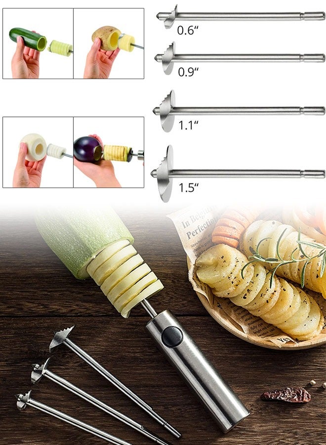 Super ZYouth Stainless Steel Vegetable Drill Fruit Corer And Veggie Spiralizer Vegetable Drill Twister Set Ergonomic Handle With 4 Sizes for Coring and Hollowing out Zucchini, Potatoes, Carrot, Apple  - Image 4