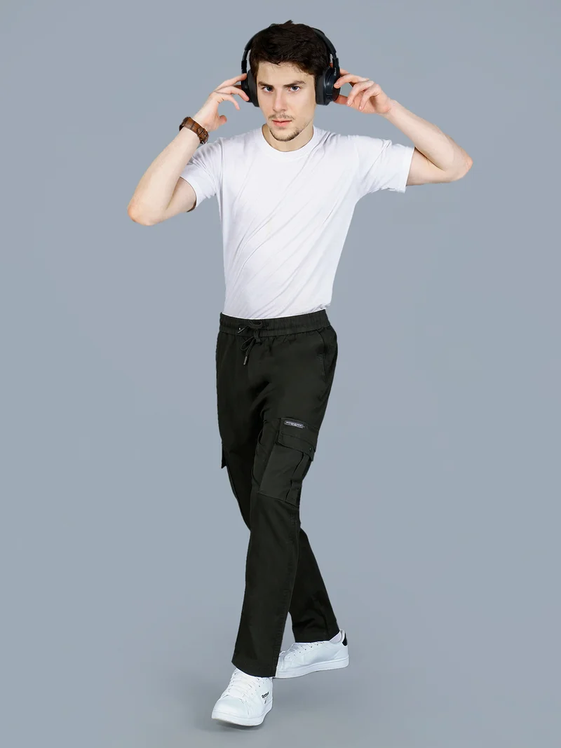 Fort Collins Fort Collins Men Solid Cargo Pants with Drawstring