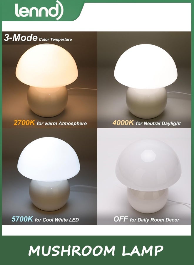 LENND Mushroom Lamp Table Lamp for Bedroom,Desk Bedside Small Lamps for Living Room Night Stands,Mushroom Decor Cute Mini Modern Mid Century Lamps,Unique Aesthetic Home Living Room Decor(White) - Image 4