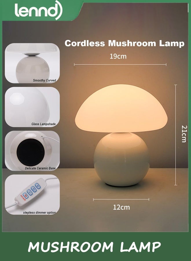 LENND Mushroom Lamp Table Lamp for Bedroom,Desk Bedside Small Lamps for Living Room Night Stands,Mushroom Decor Cute Mini Modern Mid Century Lamps,Unique Aesthetic Home Living Room Decor(White) - Image 5