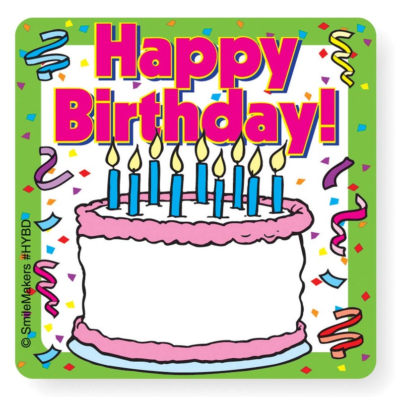 SmileMakers Happy Birthday Your Name Stickers 100 Per Pack
