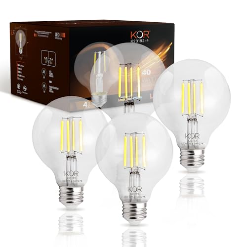 KOR 4 Pack 45W 40W Equivalent Clear G25 Globe Led Light Bulbs 2700K Warm White Dimmable Filament Vintage LED Globe E26 Base Dimmable for Bathroom Vanity Bedroom Pendant - Image 1