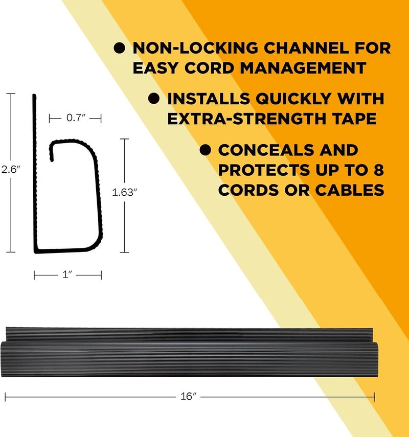 SimpleCord J Channel Desk Cable Organizer by – 5 ft Black Raceway Channels - Cord Cover Management Kit for Desks, Offices, and Kitchens - Image 5