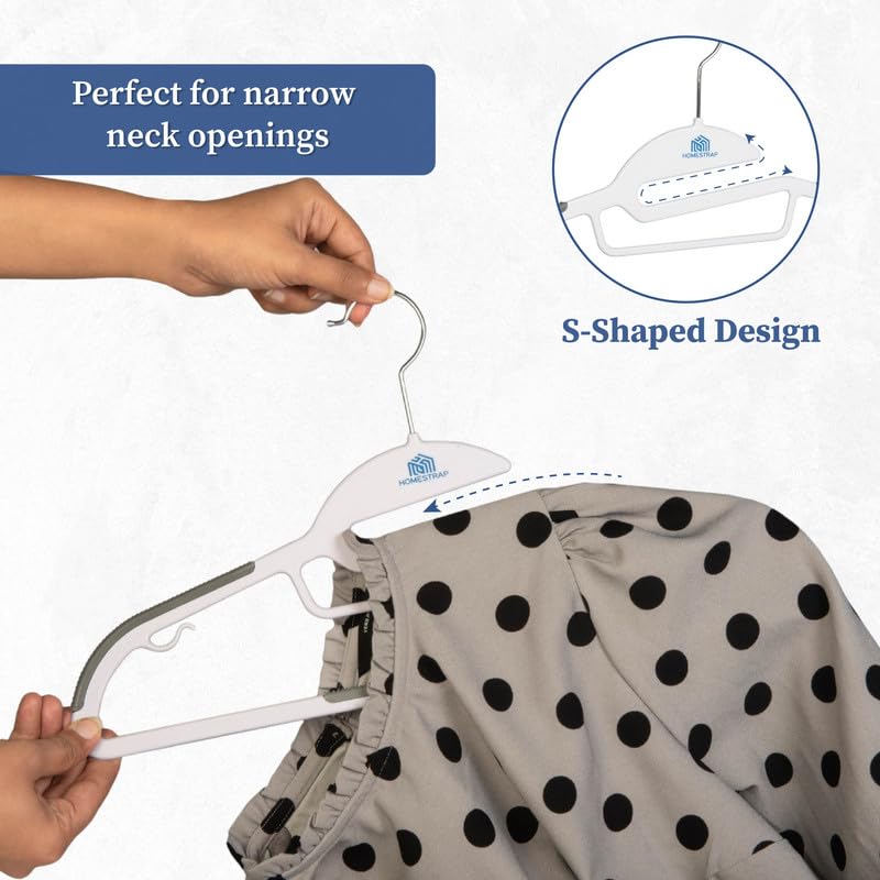 Homestrap Anti-Slip S-Shaped Plastic Hanger Pack of 15 | 4 in 1 Organizer Hanger | 360° Swivel Hook, Accessory bar, Pant bar, Non-Slip Grips & Strap Hooks| Jackets, Shirts, Camisole, Dresses & Suits - Image 3