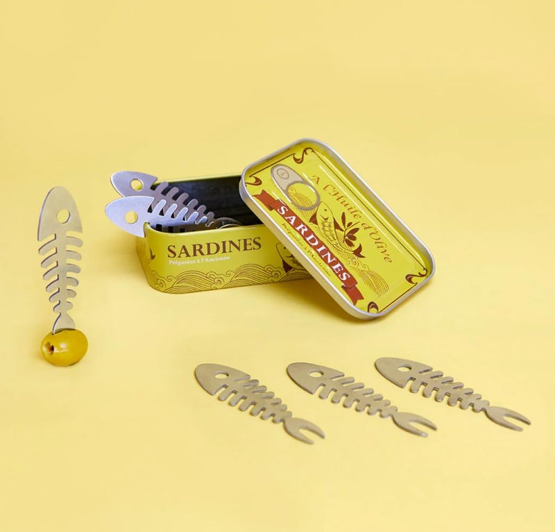 Balvi Sardines Snack Forks Set of 6 – Stainless Steel Fishbone Design Appetizer Picks in Vintage-Style Tin – Ideal for Tapas, Seafood, and Hors d'oeuvres – Tenedores de Aperitivo - Image 3