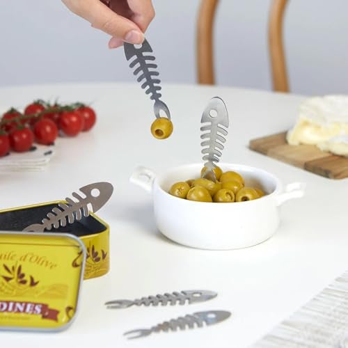 Balvi Sardines Snack Forks Set of 6 – Stainless Steel Fishbone Design Appetizer Picks in Vintage-Style Tin – Ideal for Tapas, Seafood, and Hors d'oeuvres – Tenedores de Aperitivo - Image 5