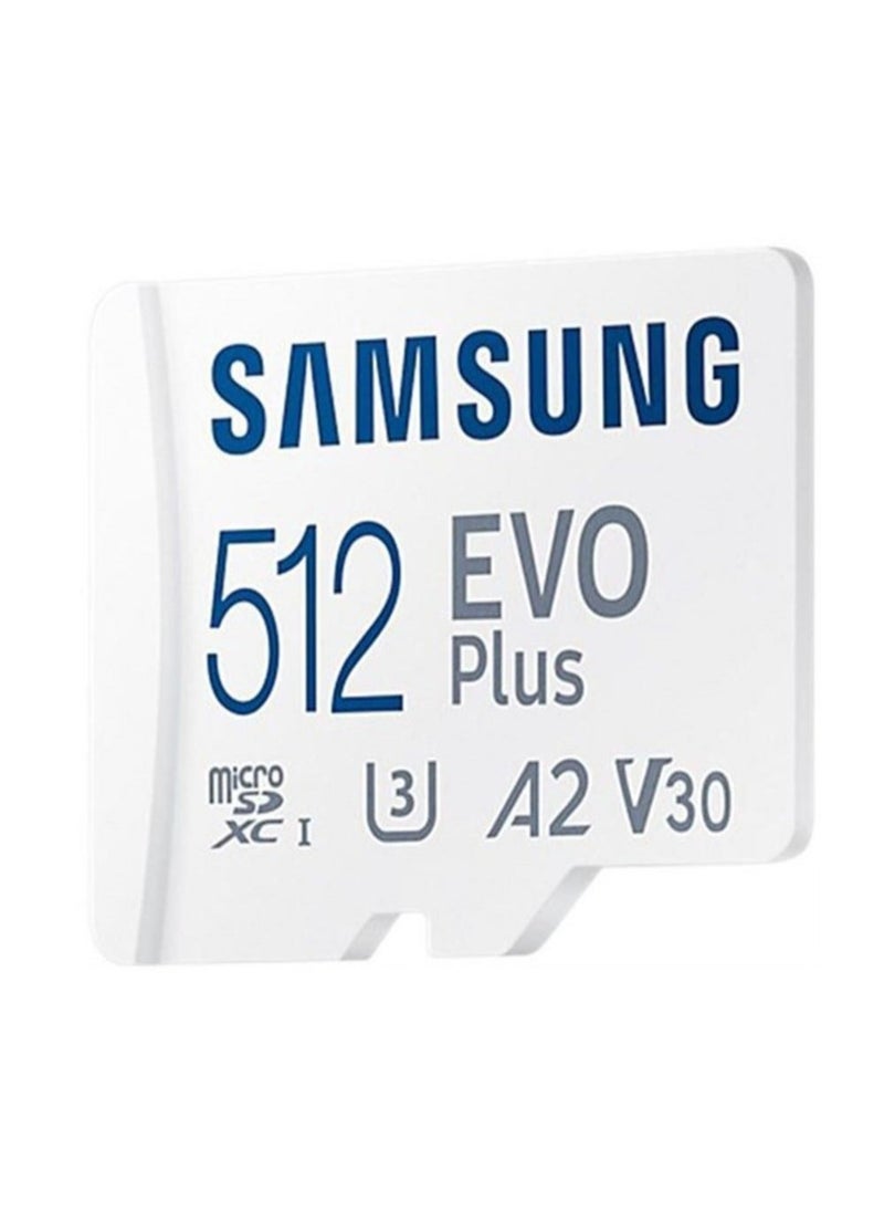 Generic - بطاقة ذاكرة Samsung EVO Plus SD بسعة 512 جيجابايت مع محول بطاقة ذاكرة Micro SD بسعة تخزين موسعة تصل إلى 130 ميجابايت/ثانية لأجهزة PS5 PS4 Switch والألعاب والأجهزة اللوحية والهواتف الذكية والكاميرات وكاميرات الأمان وكاميرا GoPro وDash Cam بسعة 512 جيجابايت - Image 1