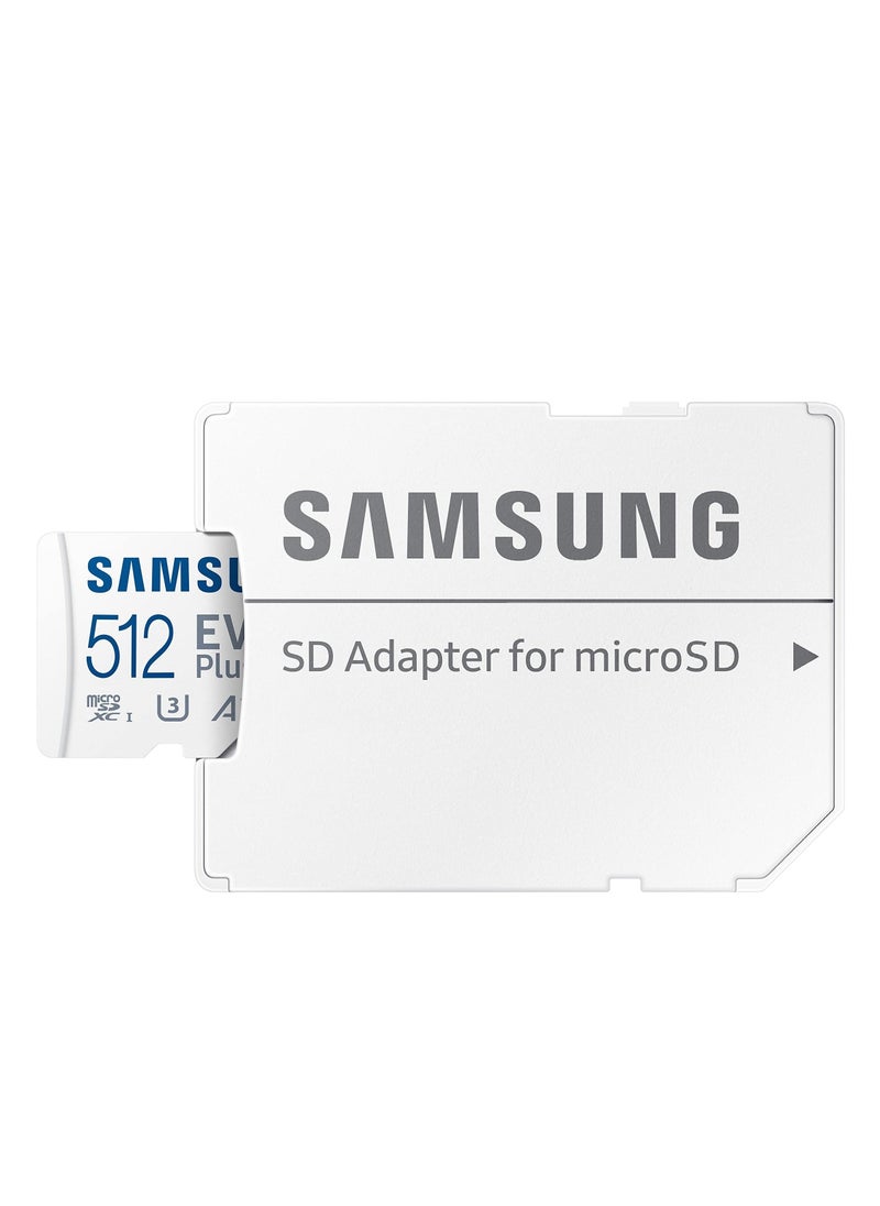 Generic - بطاقة ذاكرة Samsung EVO Plus SD بسعة 512 جيجابايت مع محول بطاقة ذاكرة Micro SD بسعة تخزين موسعة تصل إلى 130 ميجابايت/ثانية لأجهزة PS5 PS4 Switch والألعاب والأجهزة اللوحية والهواتف الذكية والكاميرات وكاميرات الأمان وكاميرا GoPro وDash Cam بسعة 512 جيجابايت - Image 1