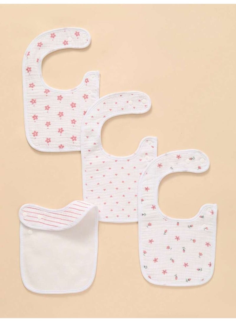Kisunya Baby Bib - 4pcs Baby Muslin Cotton Saliva Towel Bibs – Soft, Absorbent, and Breathable Newborn Bibs with Cute Patterns, Gentle on Sensitive Skin, Lightweight, Reusable, Ideal for Feeding, Drooling, and Teething – Easy to Carry and Clean - Image 3