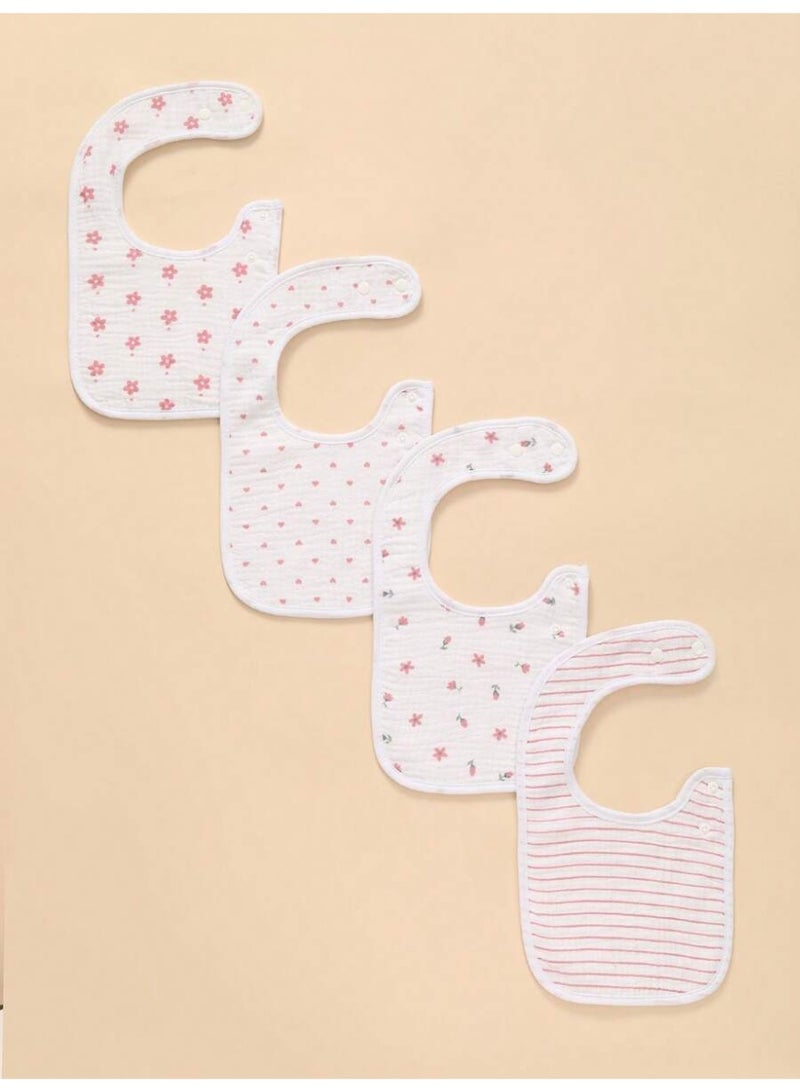 Kisunya Baby Bib - 4pcs Baby Muslin Cotton Saliva Towel Bibs – Soft, Absorbent, and Breathable Newborn Bibs with Cute Patterns, Gentle on Sensitive Skin, Lightweight, Reusable, Ideal for Feeding, Drooling, and Teething – Easy to Carry and Clean - Image 2