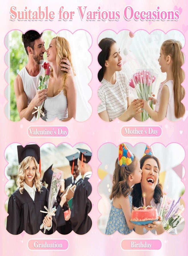 Tetutor 100 Pcs Single Rose Sleeve with Floral Water Tubes, Flower Water Tubes with Single Flower Sleeve, Diamond Pins and Ribbon, Flower Wrapping Bags for Valentine's Day, Flower Bags for Bouquets Valentine's Day Mother's Day - Image 5