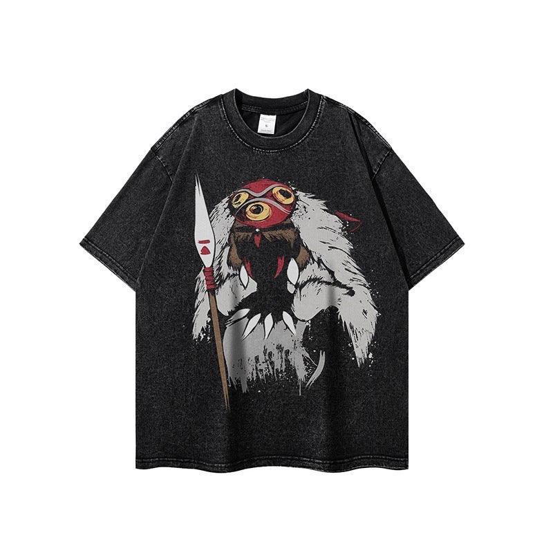 Street Vintage Washed Old Short-Sleeved T-Shirt Men'S And Women'S Ins Ancient Fashion Couples Loose Half-Sleeved T-Shirt - Image 5