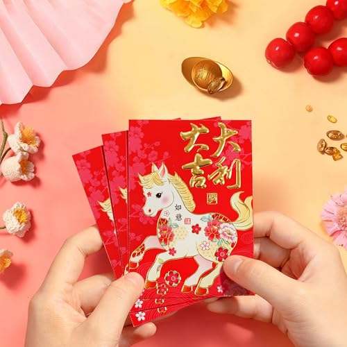 Ellzk Red Envelopes Chinese New Year Horse 2026 Chinese New Year Lunar New Year Decorations Lucky Money Envelopes Gifts(6 Patterns 36 Pcs) Cartoon - Image 4