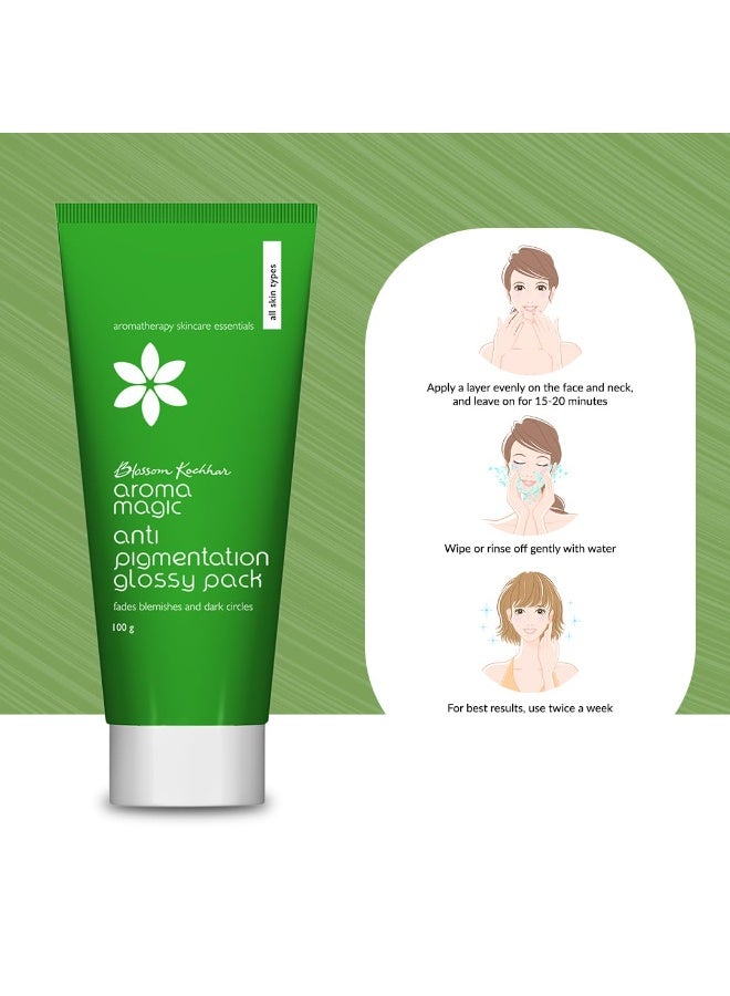 Aroma Magic Anti Pigmentation Glossy Face Pack| 5 powerful natural extracts |Fade Pigmentation,Blemishes & Dark circles |Radiant & Natural Glow |for Men & Women |All Skin Types|100gm Pack of 1 - Image 3