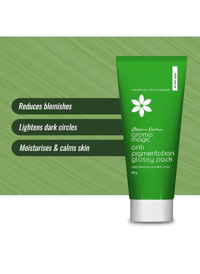 Aroma Magic Anti Pigmentation Glossy Face Pack| 5 powerful natural extracts |Fade Pigmentation,Blemishes & Dark circles |Radiant & Natural Glow |for Men & Women |All Skin Types|100gm Pack of 1 - Image 2