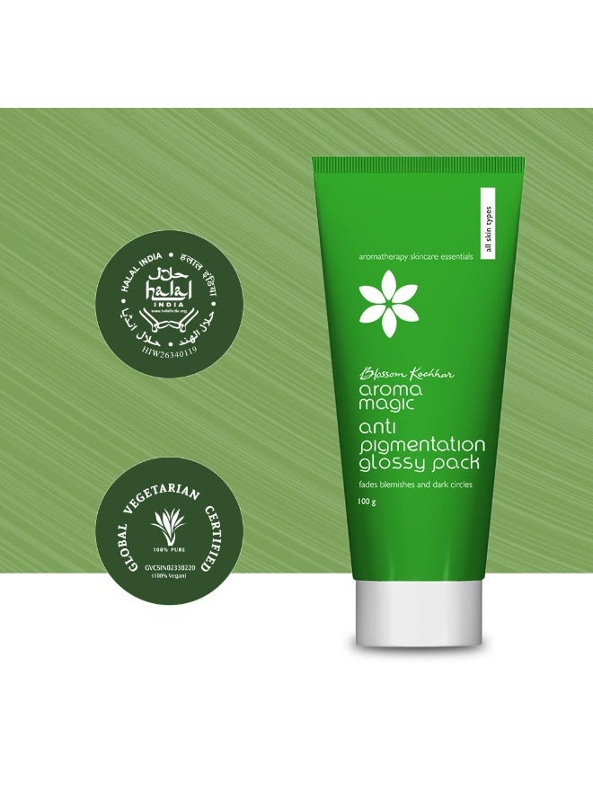 Aroma Magic Anti Pigmentation Glossy Face Pack| 5 powerful natural extracts |Fade Pigmentation,Blemishes & Dark circles |Radiant & Natural Glow |for Men & Women |All Skin Types|100gm Pack of 1 - Image 5
