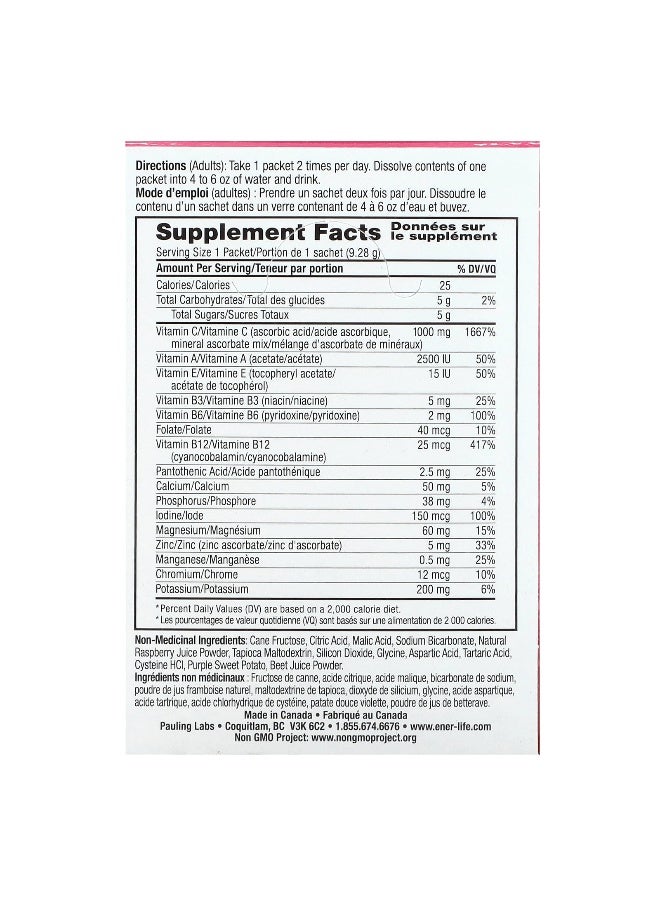 Ener-C, Vitamin C, Multivitamin Drink Mix, Raspberry, 1,000 mg, 30 Packets, 0.3 oz (9.28 g) Each (Packaging may vary) - Image 2