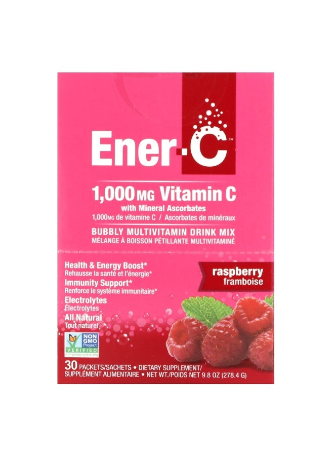 Ener-C, Vitamin C, Multivitamin Drink Mix, Raspberry, 1,000 mg, 30 Packets, 0.3 oz (9.28 g) Each (Packaging may vary) - Image 1
