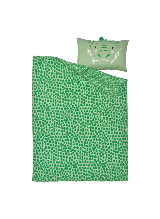 Zaboon Duvet Cover And Pillowcase, Green/Crocodile, 150X200/50X80 Cm - Image 2