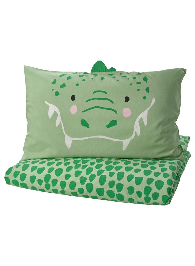 Zaboon Duvet Cover And Pillowcase, Green/Crocodile, 150X200/50X80 Cm - Image 1