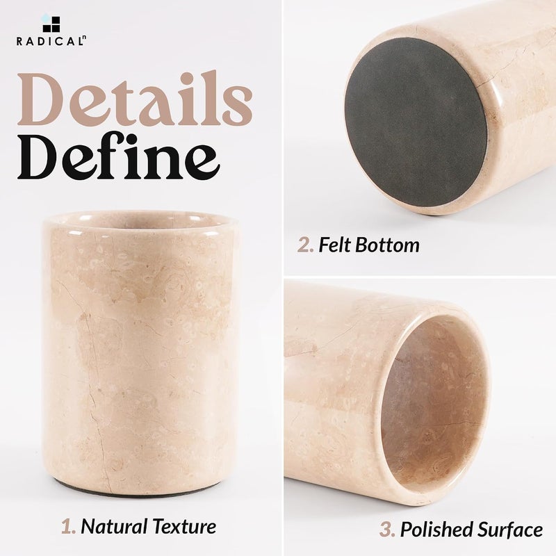 RADICALn Multi-purpose fine material Marble Utensil Holder 6.5" Inches Verona Handmade Spoon Holder for Kitchen Counter, Ideal Kitchen Utensils Set Organizer, Farmhouse Kitchens Decor & Cooking Utensil Storage Fine detail - Image 5